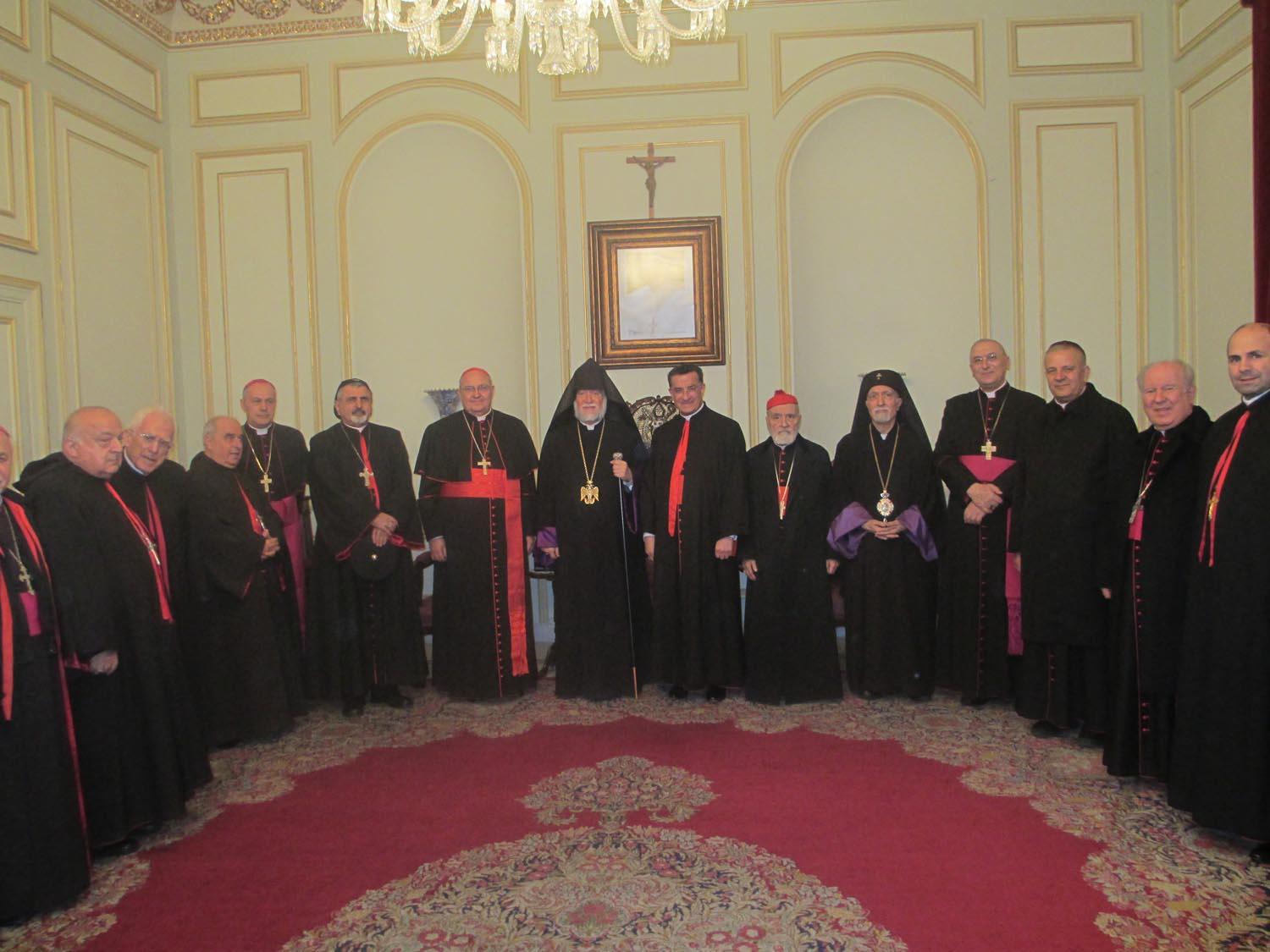 Officials visiting His Holiness Aram I on Armenian Christmas discuss the situation in Lebanon and the Middle Eas