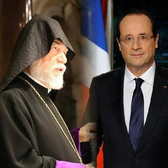 His Holiness Aram I presents his condolences to the President of France, François Hollande