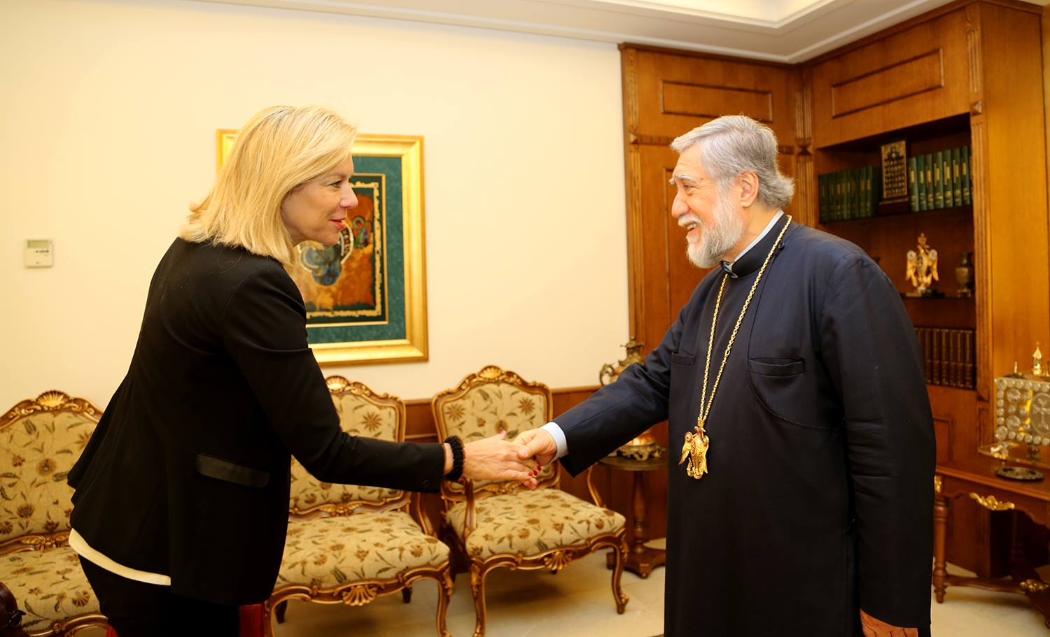 The UN Special Coordinator for Lebanon Sigrid Kaag Meets with His Holiness Aram I